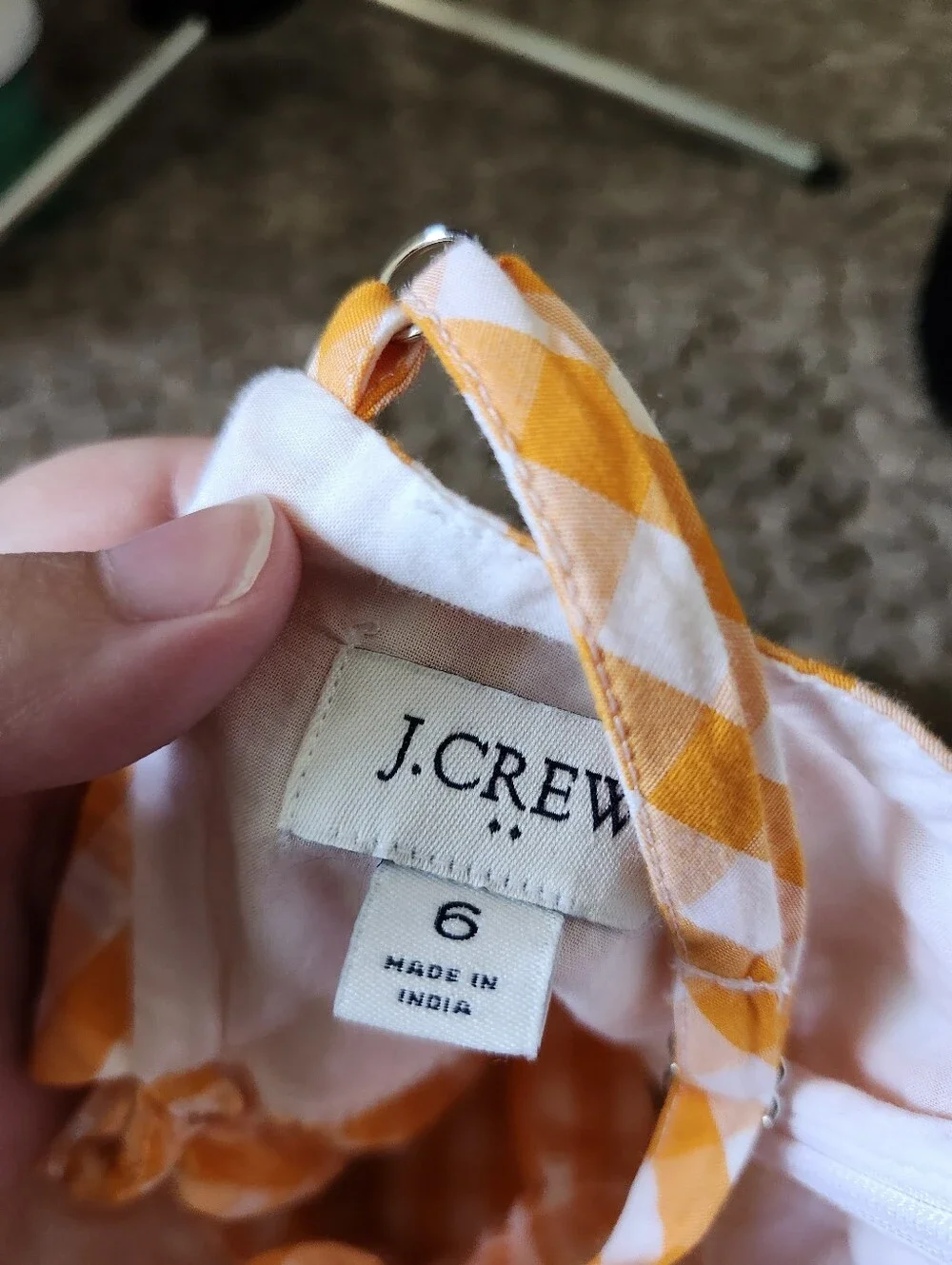 J Crew Orange Gingham Spaghetti-Strap Women’s Top 6